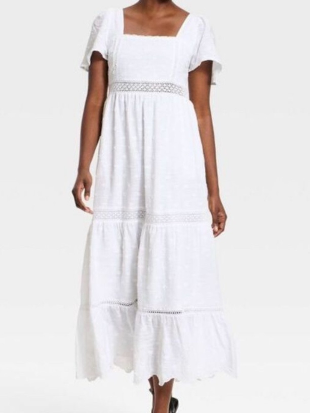 White Ruffle 100% cotton Maxi Sundress - Universal Thread Small- N